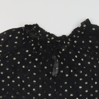Womens UK Size S Velvet Black Basic Blouse