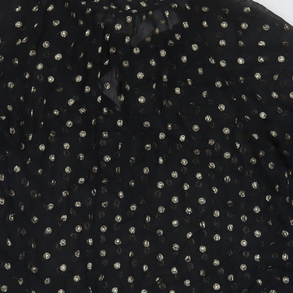 Womens UK Size S Velvet Black Basic Blouse