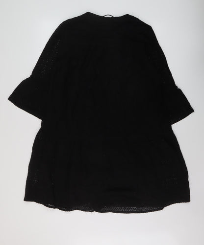 VERO MODA Womens Black Polyester A-Line Size M V-Neck Pullover