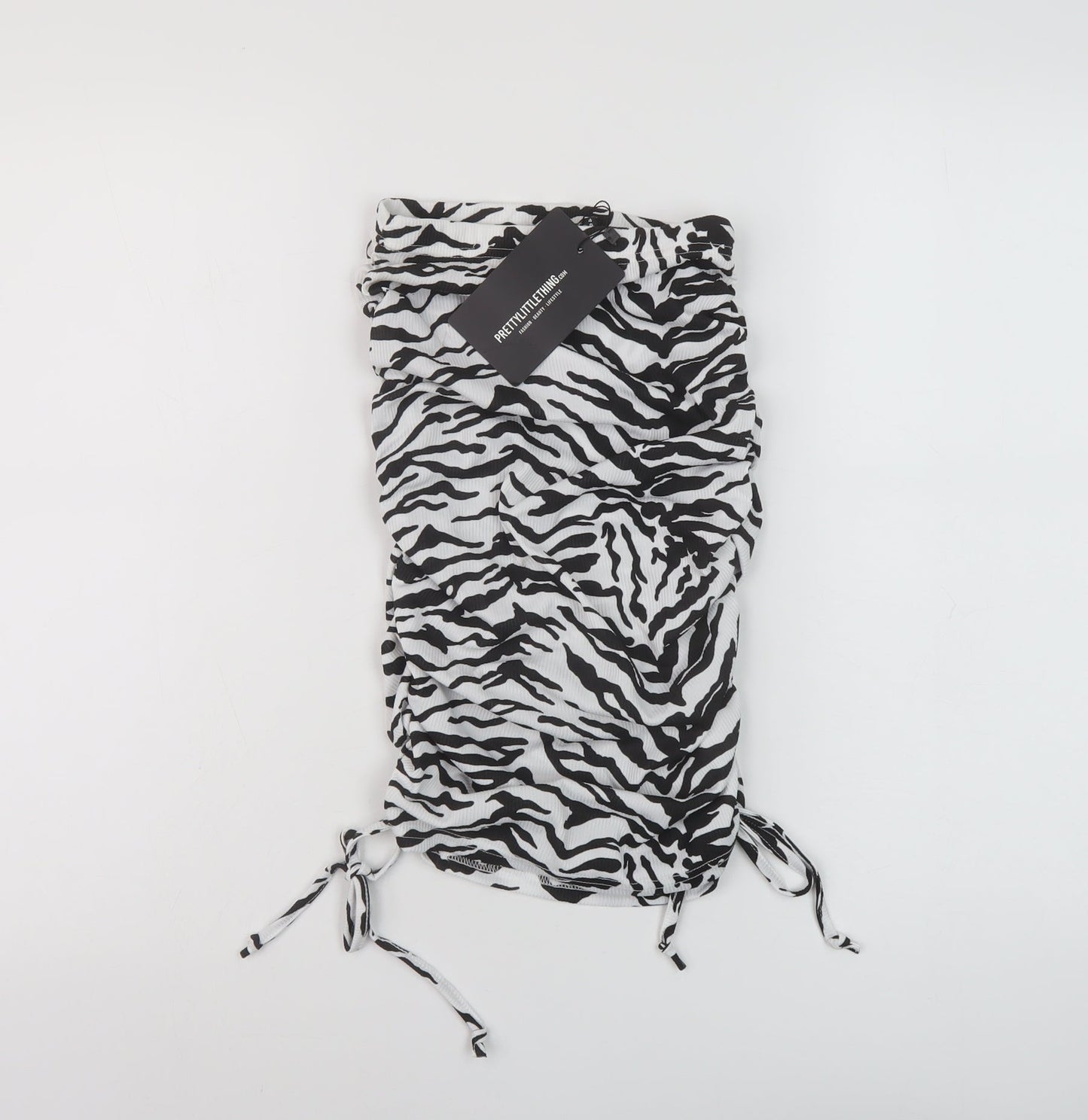 PRETTYLITTLETHING Womens Black Animal Print Polyester Mini Skirt Size 4