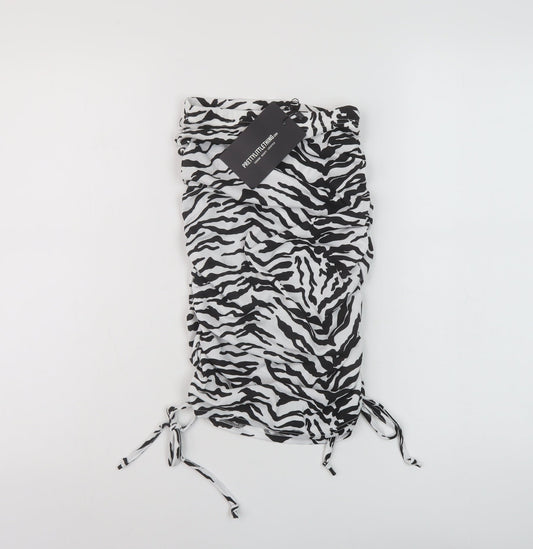 PRETTYLITTLETHING Womens Black Animal Print Polyester Mini Skirt Size 4