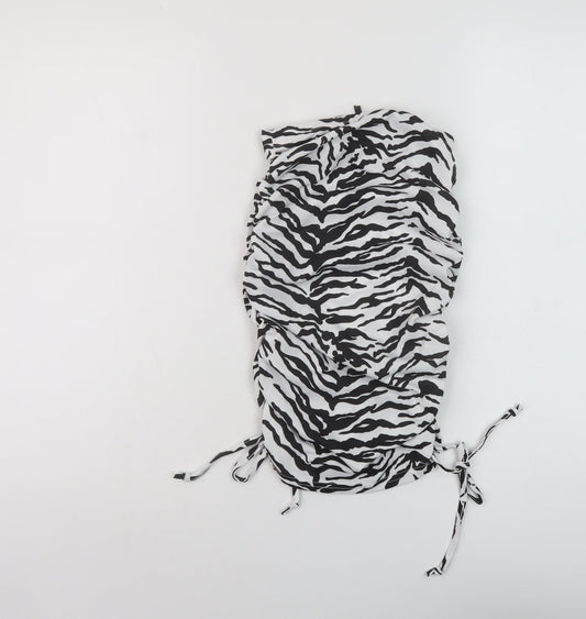 PRETTYLITTLETHING Womens Black Animal Print Polyester Mini Skirt Size 4