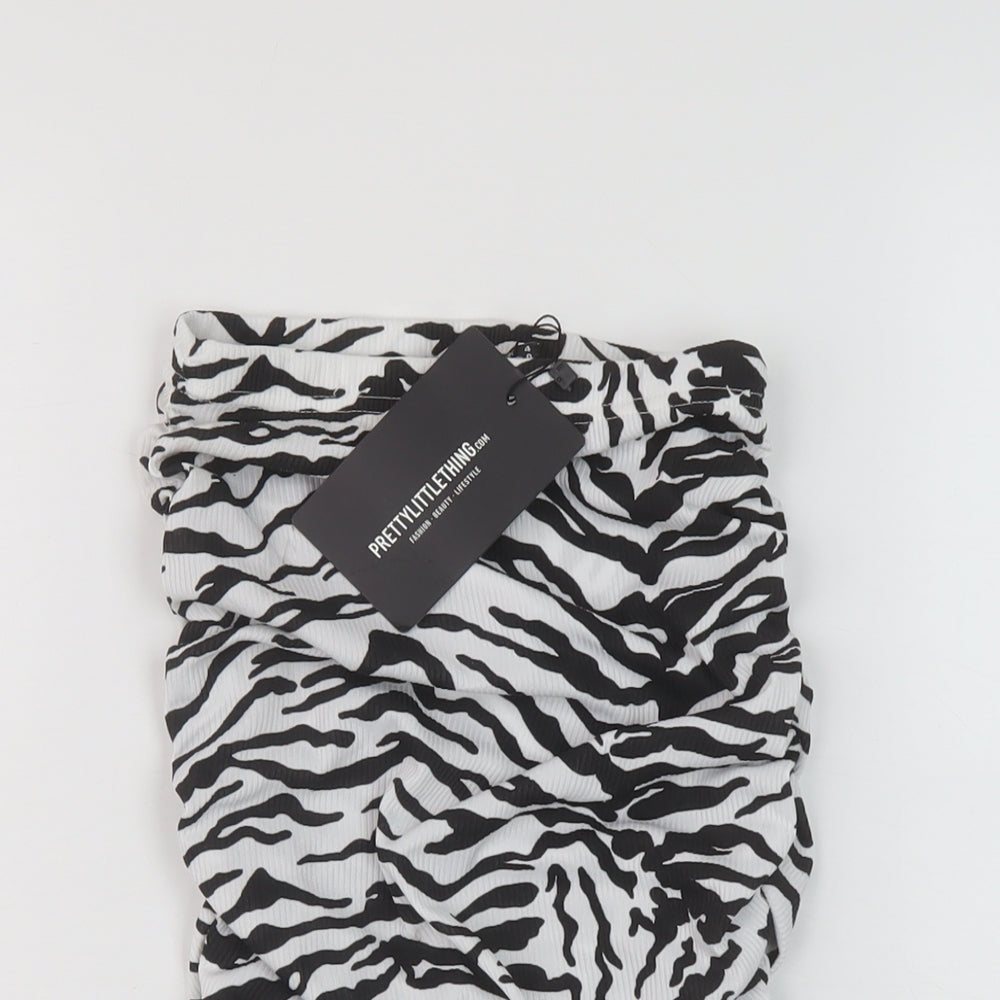 PRETTYLITTLETHING Womens Black Animal Print Polyester Mini Skirt Size 4
