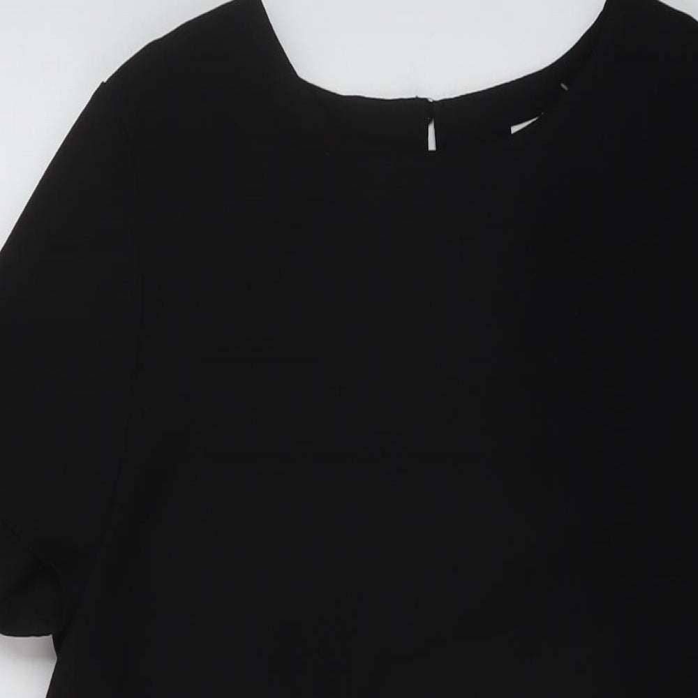 Glamorous Womens Black Polyester Basic T-Shirt Size M Round Neck