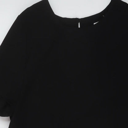 Glamorous Womens Black Polyester Basic T-Shirt Size M Round Neck
