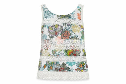 Nexyt Womens Multicoloured Geometric Cotton Basic Tank Size 8 Round Neck