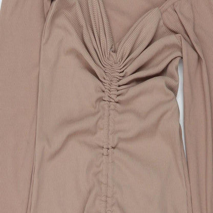 PRETTYLITTLETHING Womens Pink Polyester Bodycon Size 10 V-Neck Pullover