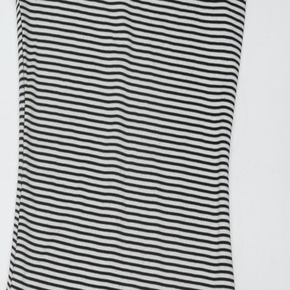 Zara Womens Beige Striped Polyester Bodycon Size S Round Neck Pullover