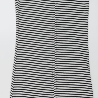 Zara Womens Beige Striped Polyester Bodycon Size S Round Neck Pullover