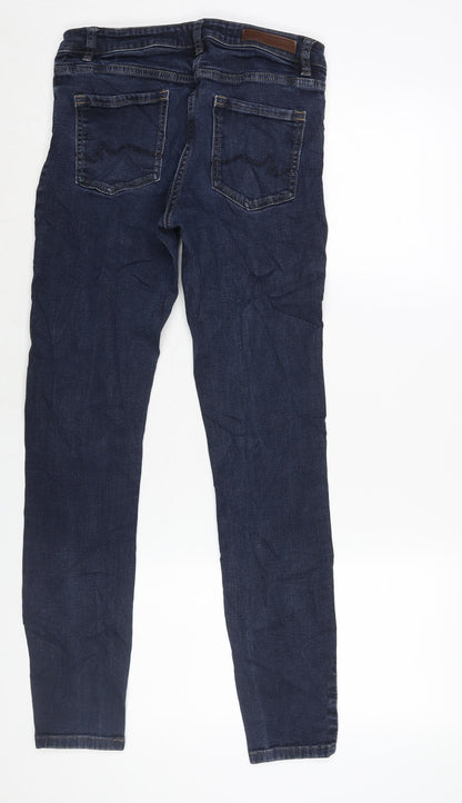 NEXT Womens Blue Cotton Skinny Jeans Size 10 L28 in Regular Zip