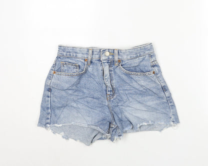 Baby Powder Womens Blue Cotton Cut-Off Shorts Size L Regular Zip