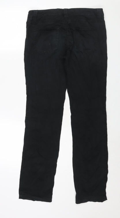 Miss Selfridge Womens Black Cotton Straight Jeans Size 12 L32 in Regular Zip
