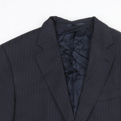Lanificio Cerruti Mens Blue Striped Wool Jacket Suit Jacket Size 40 Regular