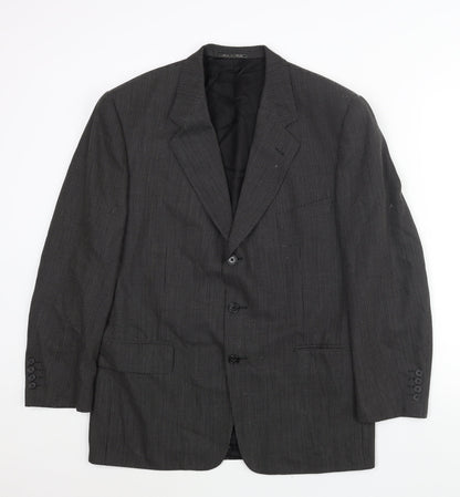 Corneliani Mens Black Geometric Wool Jacket Suit Jacket Size 40 Regular