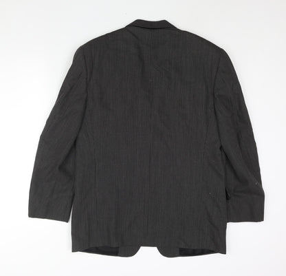 Corneliani Mens Black Geometric Wool Jacket Suit Jacket Size 40 Regular