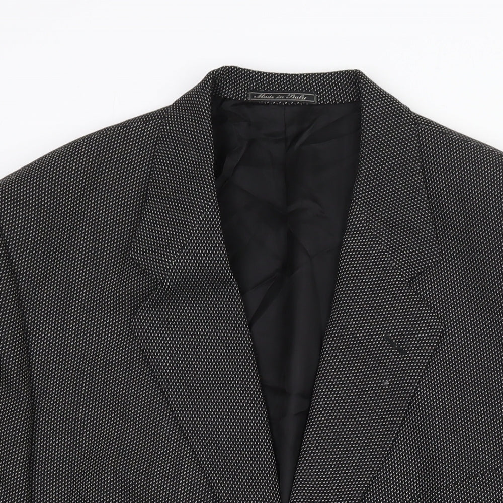 Corneliani Mens Black Geometric Wool Jacket Suit Jacket Size 40 Regular