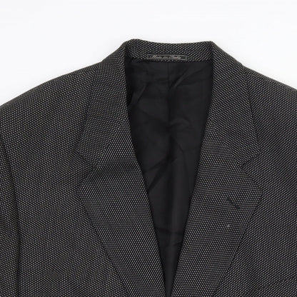Corneliani Mens Black Geometric Wool Jacket Suit Jacket Size 40 Regular