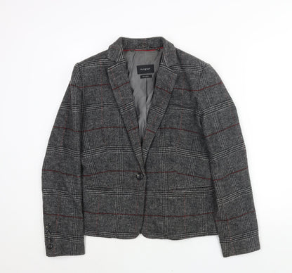 Autograph Womens Grey Check Jacket Blazer Size 14 Button