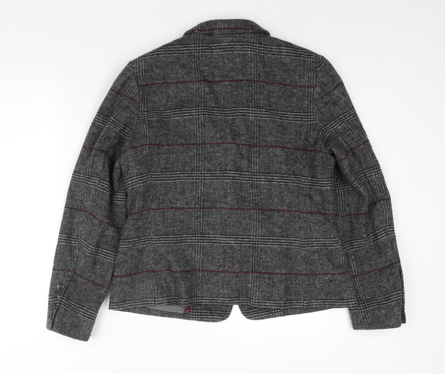 Autograph Womens Grey Check Jacket Blazer Size 14 Button