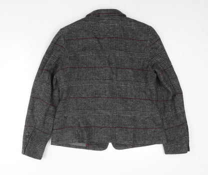 Autograph Womens Grey Check Jacket Blazer Size 14 Button