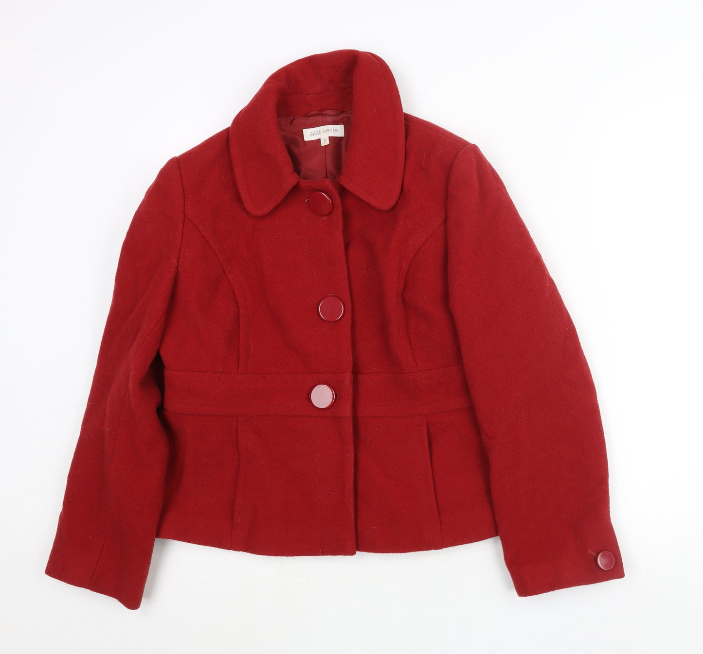 Womens UK Size 14 Marks and Spencer Red Pea Coat