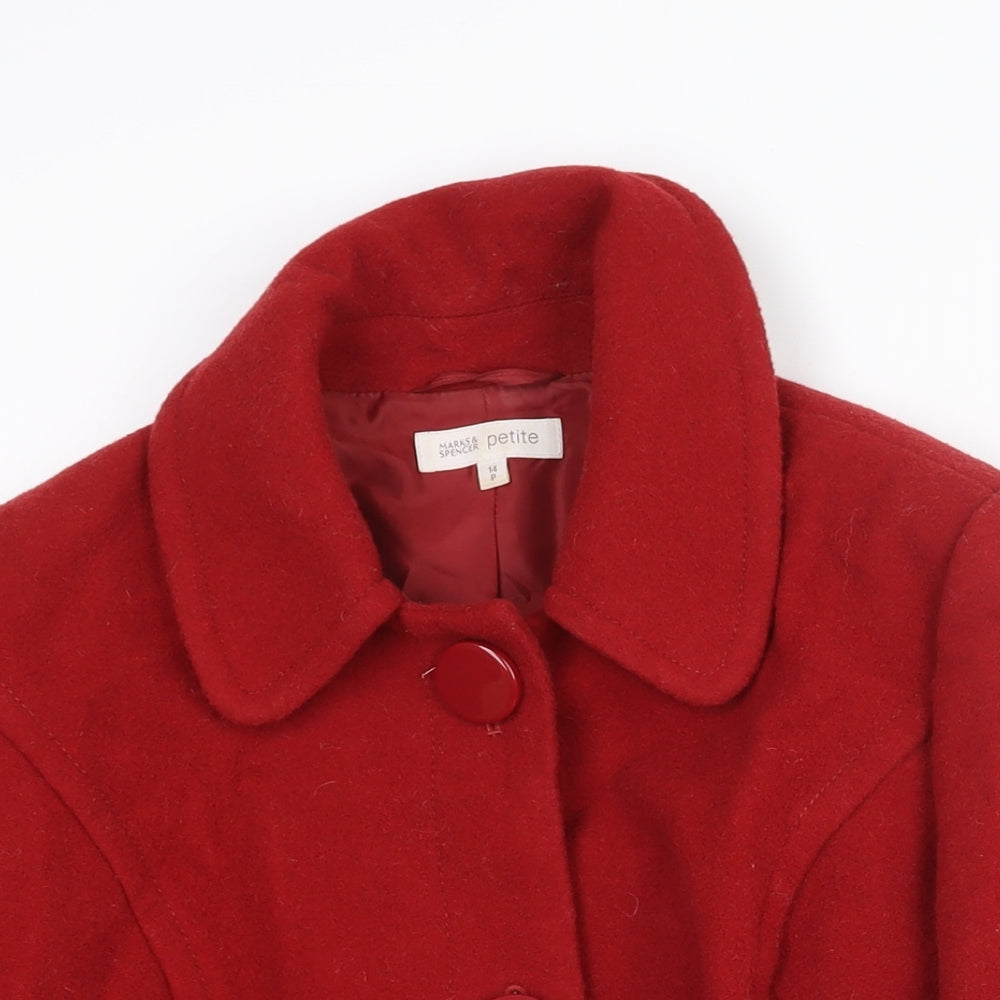 Womens UK Size 14 Marks and Spencer Red Pea Coat