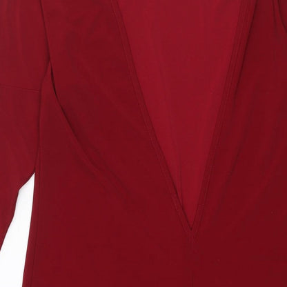 ASOS Womens Red Polyester Shift Size 10 Boat Neck Pullover - Low Cut Back