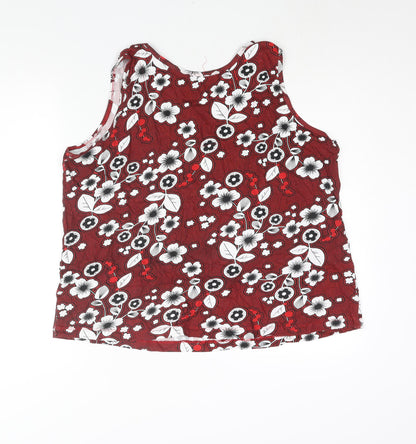 Anthology Womens Red Floral Cotton Basic Tank Size 24 Scoop Neck