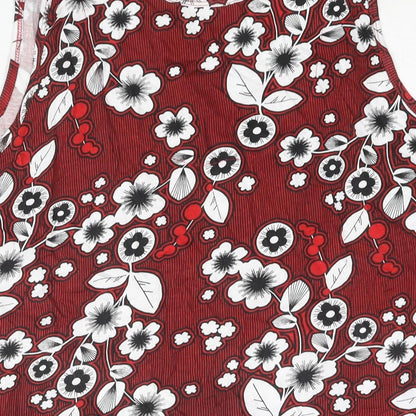 Anthology Womens Red Floral Cotton Basic Tank Size 24 Scoop Neck