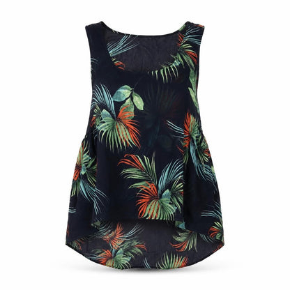 Mango Womens Blue Geometric Polyester Camisole Blouse Size XS Scoop Neck - Semi Sheer