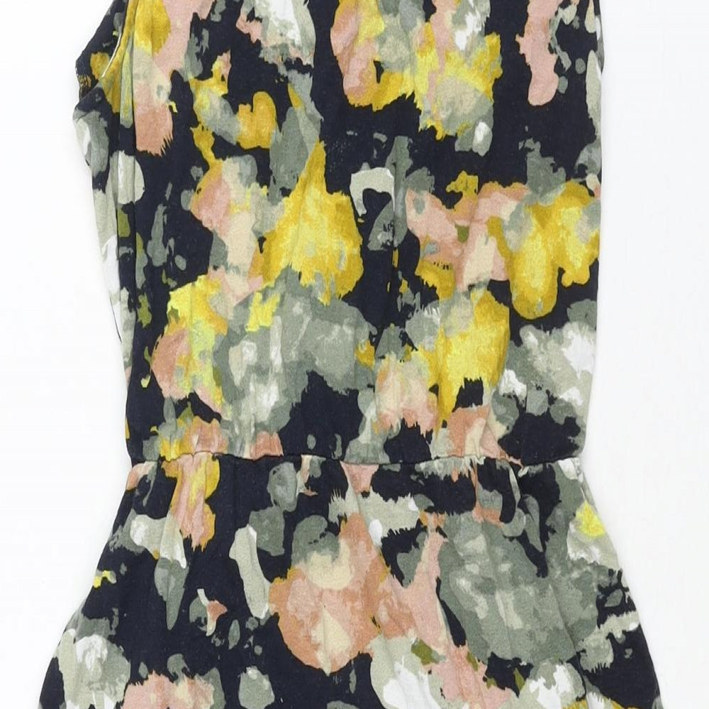 NEXT Womens Multicoloured Geometric Viscose A-Line Size 10 V-Neck Pullover - Tie Ring Detail