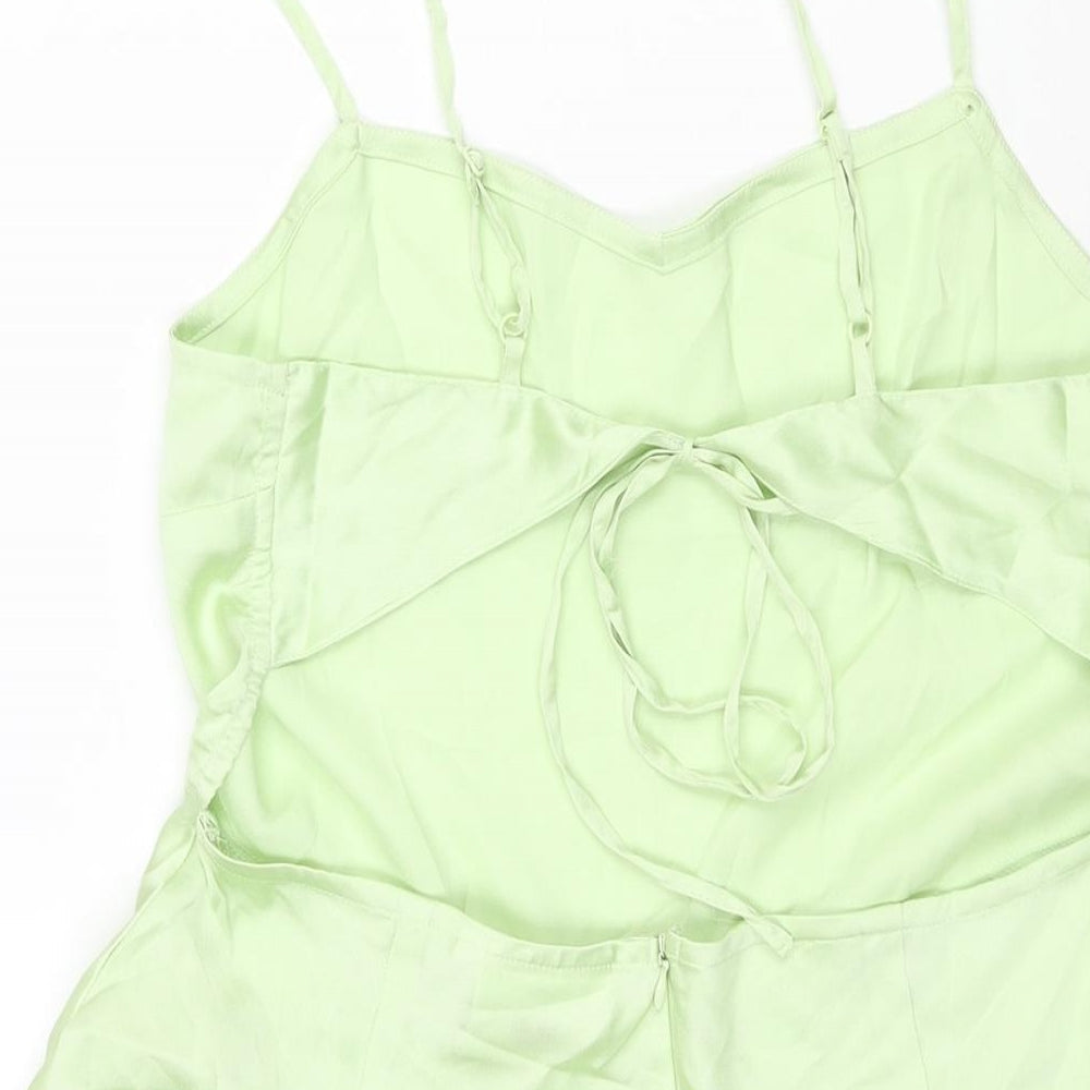 Daisy Street Womens Green Polyester Playsuit One-Piece Size 12 Zip - Open Back