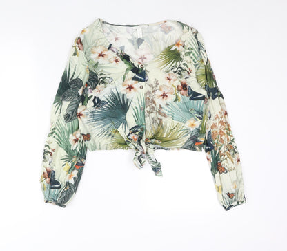 Womens UK Size 8 H&M Multicoloured Cropped Blouse
