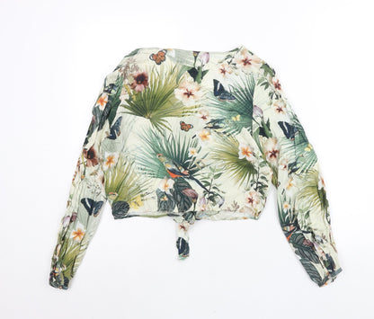 Womens UK Size 8 H&M Multicoloured Cropped Blouse