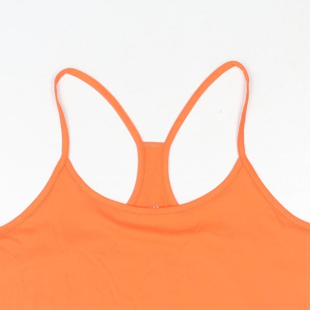 GOODMOVE Womens Orange Polyester Basic Tank Size 16 Scoop Neck Pullover