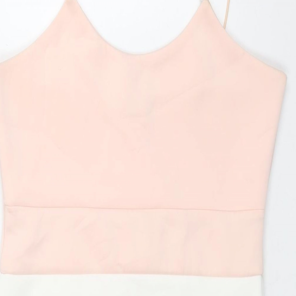 Misguided Womens Pink Colourblock Polyester Mini Size 10 Scoop Neck Pullover