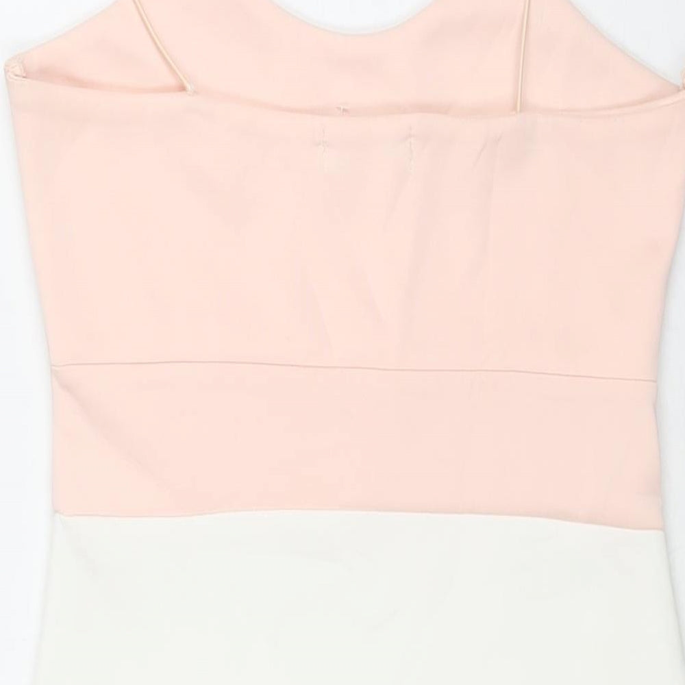 Misguided Womens Pink Colourblock Polyester Mini Size 10 Scoop Neck Pullover