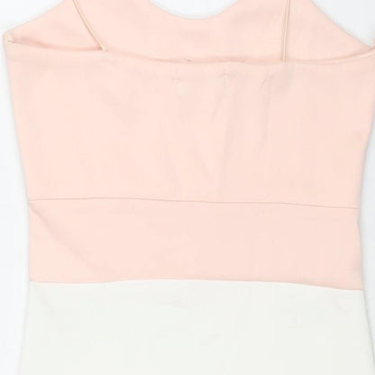 Misguided Womens Pink Colourblock Polyester Mini Size 10 Scoop Neck Pullover