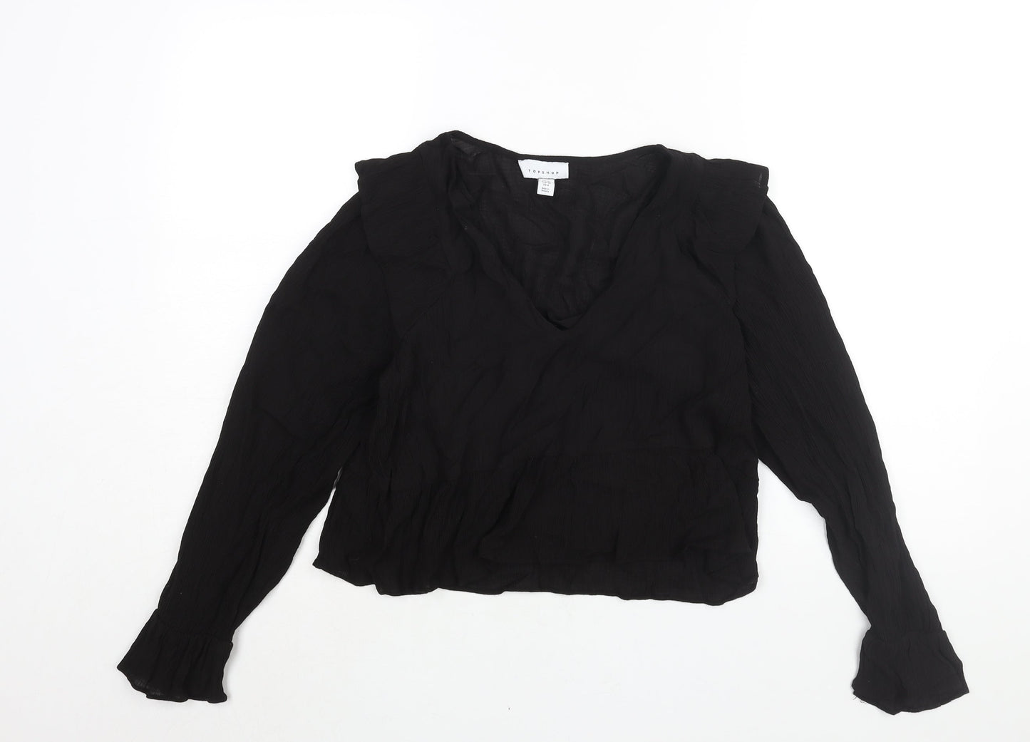 Womens UK Size 10 Topshop Black Basic Blouse