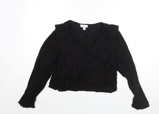Womens UK Size 10 Topshop Black Basic Blouse