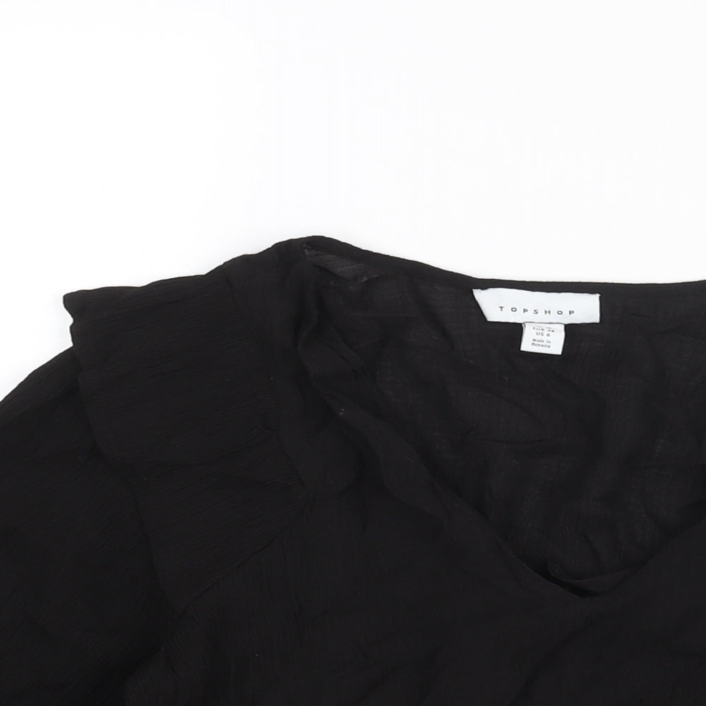 Womens UK Size 10 Topshop Black Basic Blouse