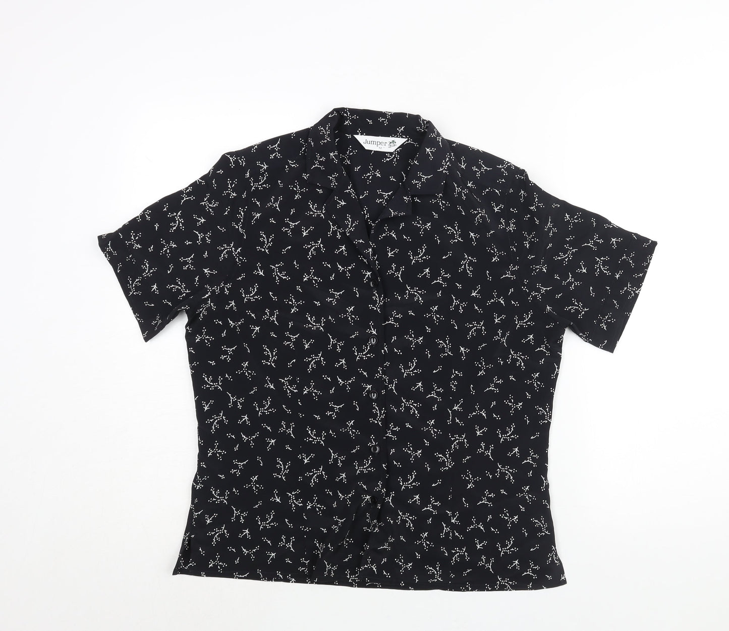 Womens UK Size 12 Jumper Black Basic Button-Up