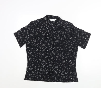 Womens UK Size 12 Jumper Black Basic Button-Up