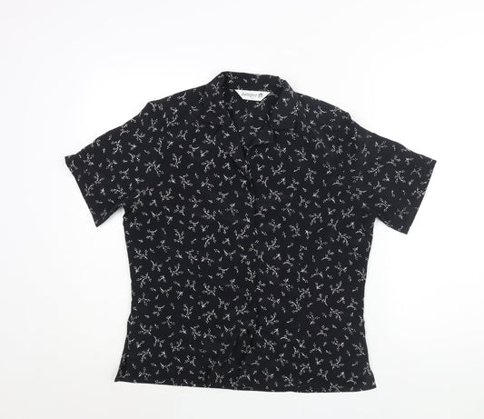 Womens UK Size 12 Jumper Black Basic Button-Up
