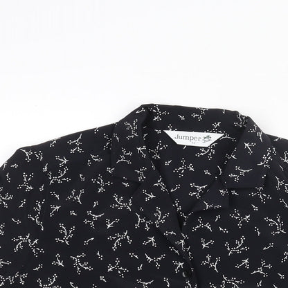 Womens UK Size 12 Jumper Black Basic Button-Up