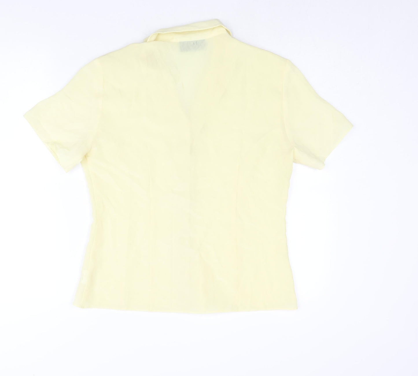 Parallel Womens Yellow Polyester Basic Button-Up Size 12 Collared