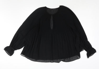 Womens UK Size L Zara Black Basic Blouse