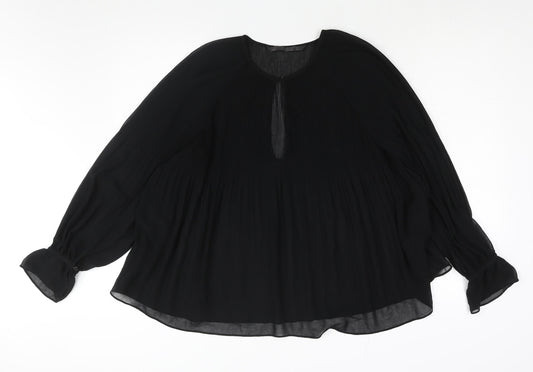Womens UK Size L Zara Black Basic Blouse