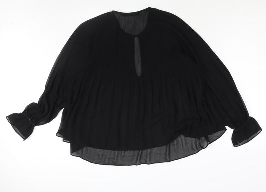 Womens UK Size L Zara Black Basic Blouse