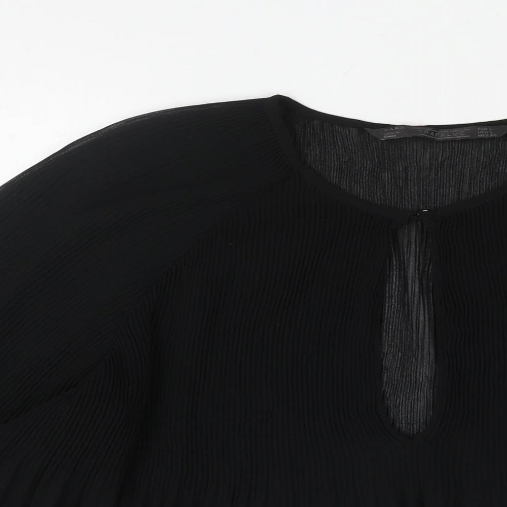 Womens UK Size L Zara Black Basic Blouse